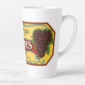 Kunst van oude fruitkratlabel, Seneca Lake Druiven Latte Mok (Rechts)