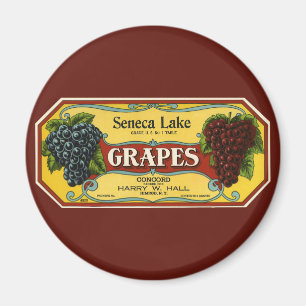 Kunst van oude fruitkratlabel, Seneca Lake-druiven Magneet