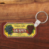 Kunst van oude fruitkratlabel, Seneca Lake Druiven Sleutelhanger (Voorkant)