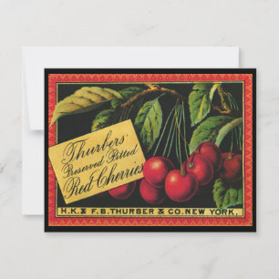 Kunst van oude fruitkratlabel, Thurber-kersen
