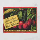 Kunst van oude fruitkratlabel, Thurber-kersen Briefkaart (Voorkant)
