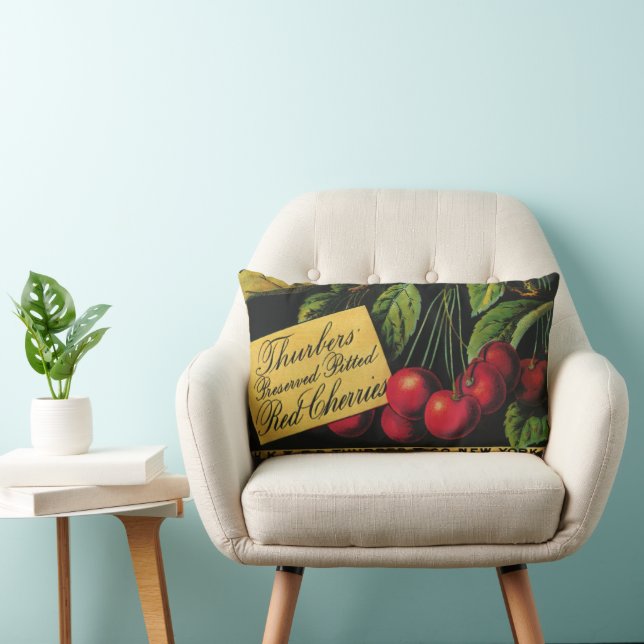 Kunst van oude fruitkratlabel, Thurber-kersen Kussen (Stoel)