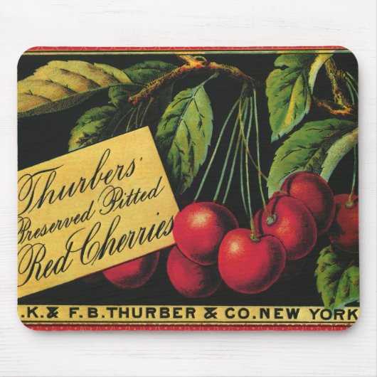 Kunst van oude fruitkratlabel, Thurber-kersen Muismat (Voorkant)