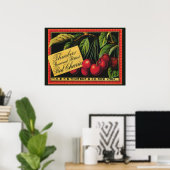 Kunst van oude fruitkratlabel, Thurber-kersen Poster (Thuiskantoor)
