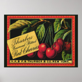 Kunst van oude fruitkratlabel, Thurber-kersen Poster