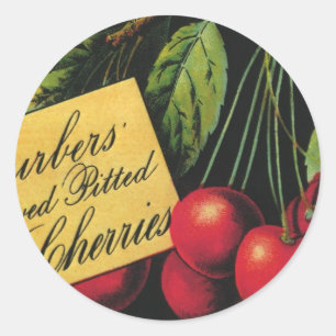 Kunst van oude fruitkratlabel, Thurber-kersen Ronde Sticker