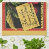 Kunst van oude fruitkratlabel, Thurber-kersen Theedoek (Gevouwen)