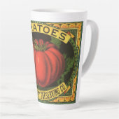 Kunst van oude fruitkratlabel, Wayne Co Tomaten Latte Mok (Rechterhoek)