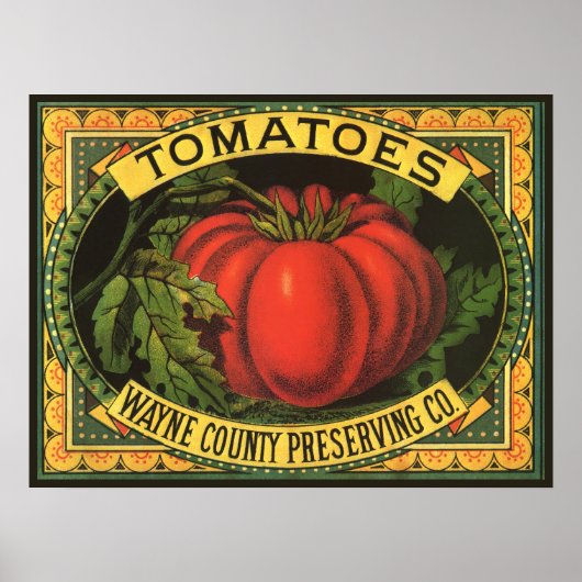 Kunst van oude fruitkratlabel, Wayne Co Tomaten Poster (Voorkant)