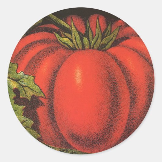 Kunst van oude fruitkratlabel, Wayne Co Tomaten Ronde Sticker (Voorkant)