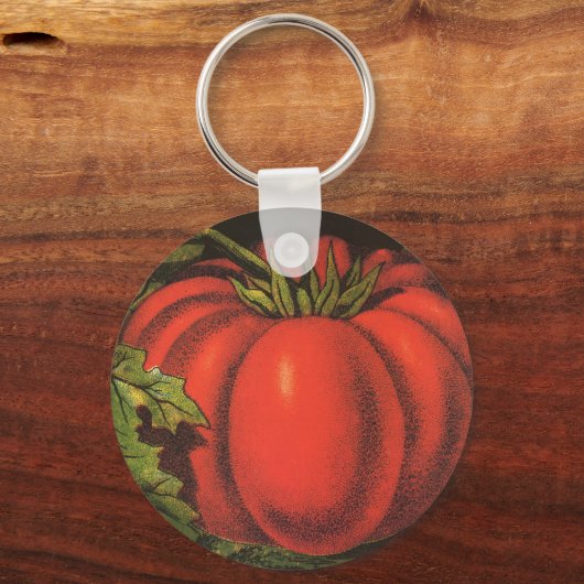 Kunst van oude fruitkratlabel, Wayne Co Tomaten Sleutelhanger (Voorkant)