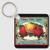 Kunst van oude fruitkratlabel Yakima Valley Appels Sleutelhanger (Voorkant)