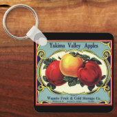 Kunst van oude fruitkratlabel Yakima Valley Appels Sleutelhanger (Voorkant)