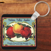 Kunst van oude fruitkratlabel Yakima Valley Appels Sleutelhanger (Achterkant)