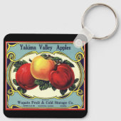 Kunst van oude fruitkratlabel Yakima Valley Appels Sleutelhanger (Achterkant)
