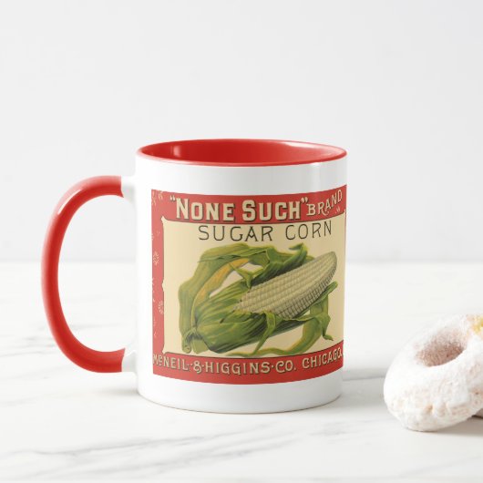 Kunst van oude groente-etiketten, None Such Sugar Mok (Met donut)
