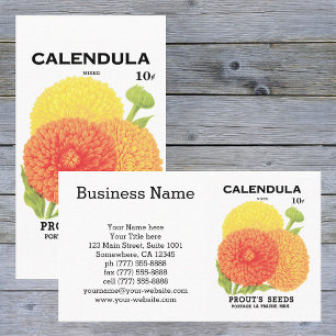 Kunst van oude zaadpakketlabels, Calendula bloemen Visitekaartje