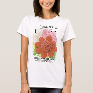Kunst van oude zaadpakketten, Cosmos-tuinbloemen T-shirt