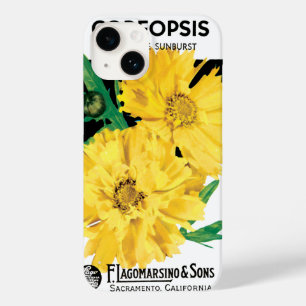 Kunst van oude zaadpakketten, gele Coreopsis-bloem Case-Mate iPhone 14 Hoesje