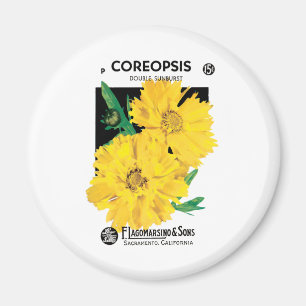 Kunst van oude zaadpakketten, gele Coreopsis-bloem Magneet