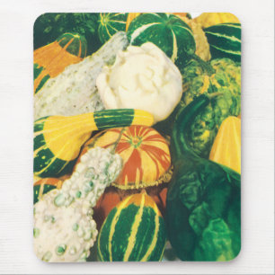 Kunst van oude zaadpakketten, gemengde pompoenen muismat