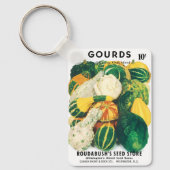 Kunst van oude zaadpakketten, gemengde pompoenen sleutelhanger (Voorkant)