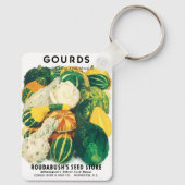 Kunst van oude zaadpakketten, gemengde pompoenen sleutelhanger (Achterkant)