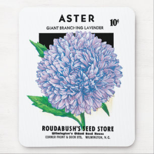 Kunst van oude zaadpakketten, paarse Aster bloemen Muismat
