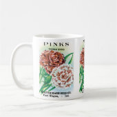 Kunst van oude zaadpakketten, Pinks Anjers Bloemen Koffiemok (Links)
