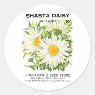 Kunst van oude zaadpakketten, Shasta-madeliefjesbl Ronde Sticker