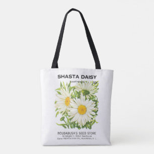 Kunst van oude zaadpakketten, Shasta-madeliefjesbl Tote Bag