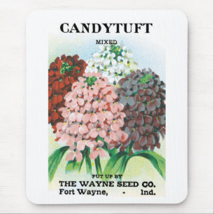 Kunst van oude zaadpakketten, tuinbloemen van sche muismat