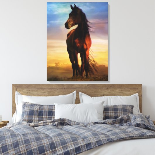 Kunst van paardencanvas canvas afdruk (Insitu (Slaapkamer))