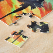 Kunst van palmbomen op het strand bij zonsondergan legpuzzel (Zijkant)