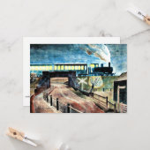 Kunst van Ravilious, Trein rijdt 's nachts over br Kaart (Voorkant / Achterkant in situ)