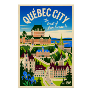 Kunst van retro-reisposter van Québec City Canada Perfect Poster