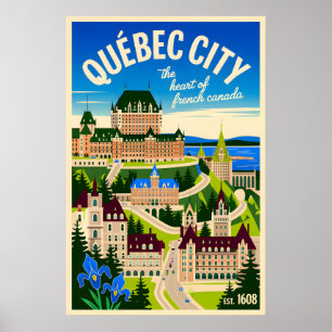 Kunst van retro-reisposter van Québec City Canada Poster