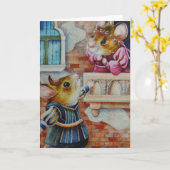 Kunst van Romeo & Juliet Field Mice Waterverf Kaart (Gele Bloem)