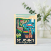Kunst van St. John's Canada Retro-reisposter Briefkaart (Staand voorkant)