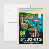 Kunst van St. John's Canada Retro-reisposter Briefkaart (Voorkant / Achterkant)