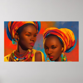 Kunst van Vintage Afrika Kleurrijke Afrikaanse vro Poster