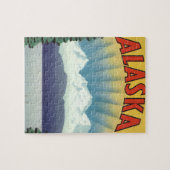 Kunst van vintage Alaska-reisposter, landschappeli Legpuzzel (Horizontaal)
