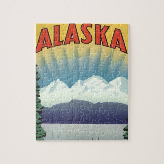 Kunst van vintage Alaska-reisposter, landschappeli Legpuzzel (Verticaal)