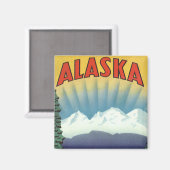 Kunst van vintage Alaska-reisposter, landschappeli Magneet (Voorkant / Achterkant)