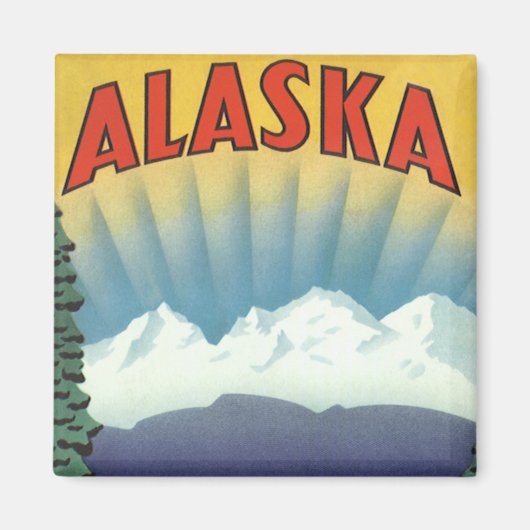 Kunst van vintage Alaska-reisposter, landschappeli Magneet (Voorkant)