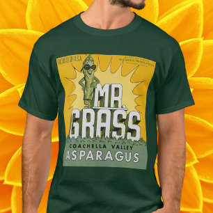 Kunst van vintage fruitkistlabel Hr. Grass Asperge T-shirt