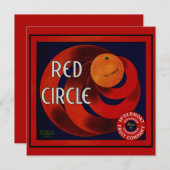 Kunst van vintage fruitkistlabel Rode Cirkel Sinaa Kaart (Voorkant / Achterkant)
