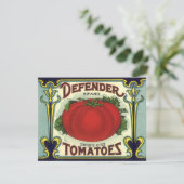 Kunst van vintage fruitkratlabel, Defender Tomaten (Staand voorkant)