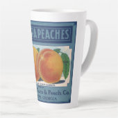 Kunst van vintage fruitkratlabel, Georgia Perziken Latte Mok (Rechterhoek)