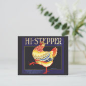 Kunst van vintage fruitkratlabel, Hi Stepper Kip (Staand voorkant)
